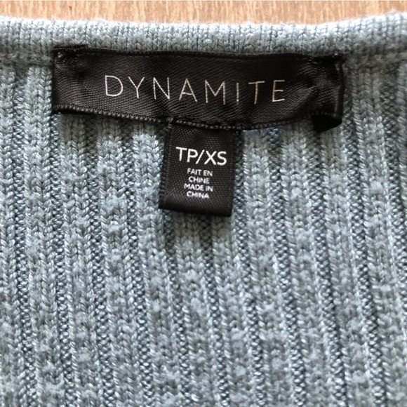 Dynamite Ribbed Shell Button Cardigan in Light Blue - Picture 4 of 9